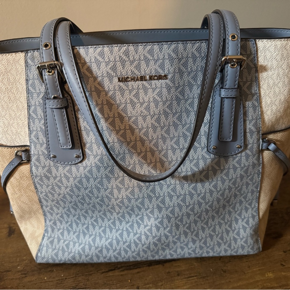 Michael Kors Blue and Cream Tote Bag
